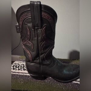 Lucchese Black Leather Boots with Brown Accents